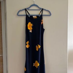 Urban Renewal - Blue and yellow flower dress - long - maxi - size large